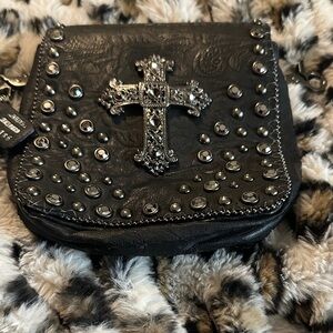 Black Studded embellished belt bag